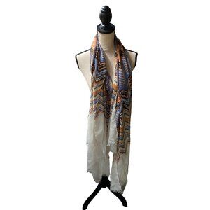 Sheer Chevron Multicolor Scarf Shawl Wrap 74 inches Long